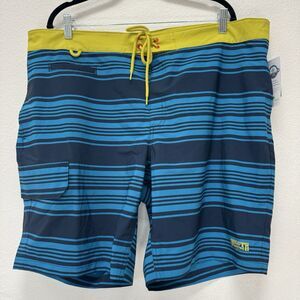 Duluth Trading Swim Trunks Shorts 40 Blue Stripe 9" Inseam New‎